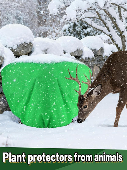 3 Pcs Plant Covers Freeze Protection - 19.6in x 39.3in Winter Shrub Plant Protection Bags, Frost Blankets Cloths with Drawstring for Outdoor Garden Rose Bush Plants, Green