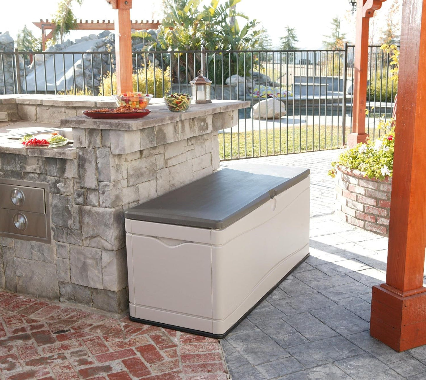 60012 Extra Large Deck Box, 130 Gallon, Desert Sand/Brown