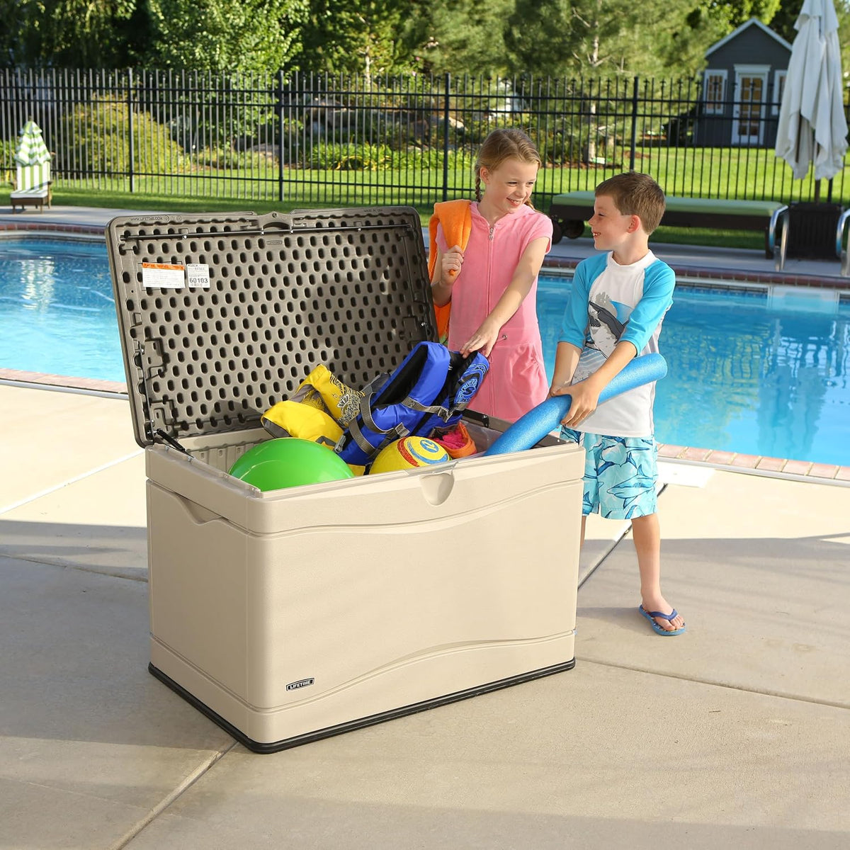 60012 Extra Large Deck Box, 130 Gallon, Desert Sand/Brown