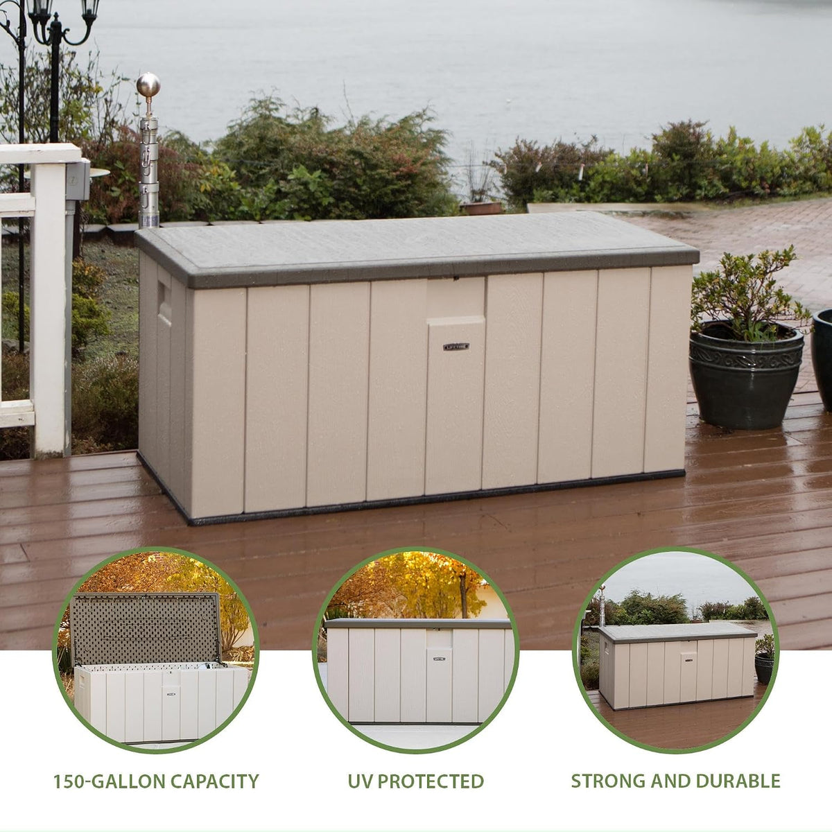 60012 Extra Large Deck Box, 130 Gallon, Desert Sand/Brown