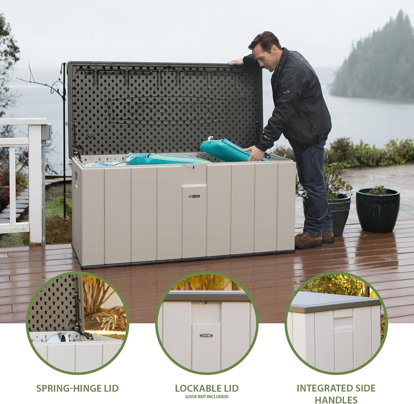 60012 Extra Large Deck Box, 130 Gallon, Desert Sand/Brown