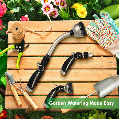 Watering Wand Heavy Duty with 10 Spray Patterns, Heavy Duty Metal Water Hose Sprayer with 9 Spray Patterns, High Pressure | On/Off Valve, Ideal for Outdoor Lawn & Garden Watering, Car & Pet Was