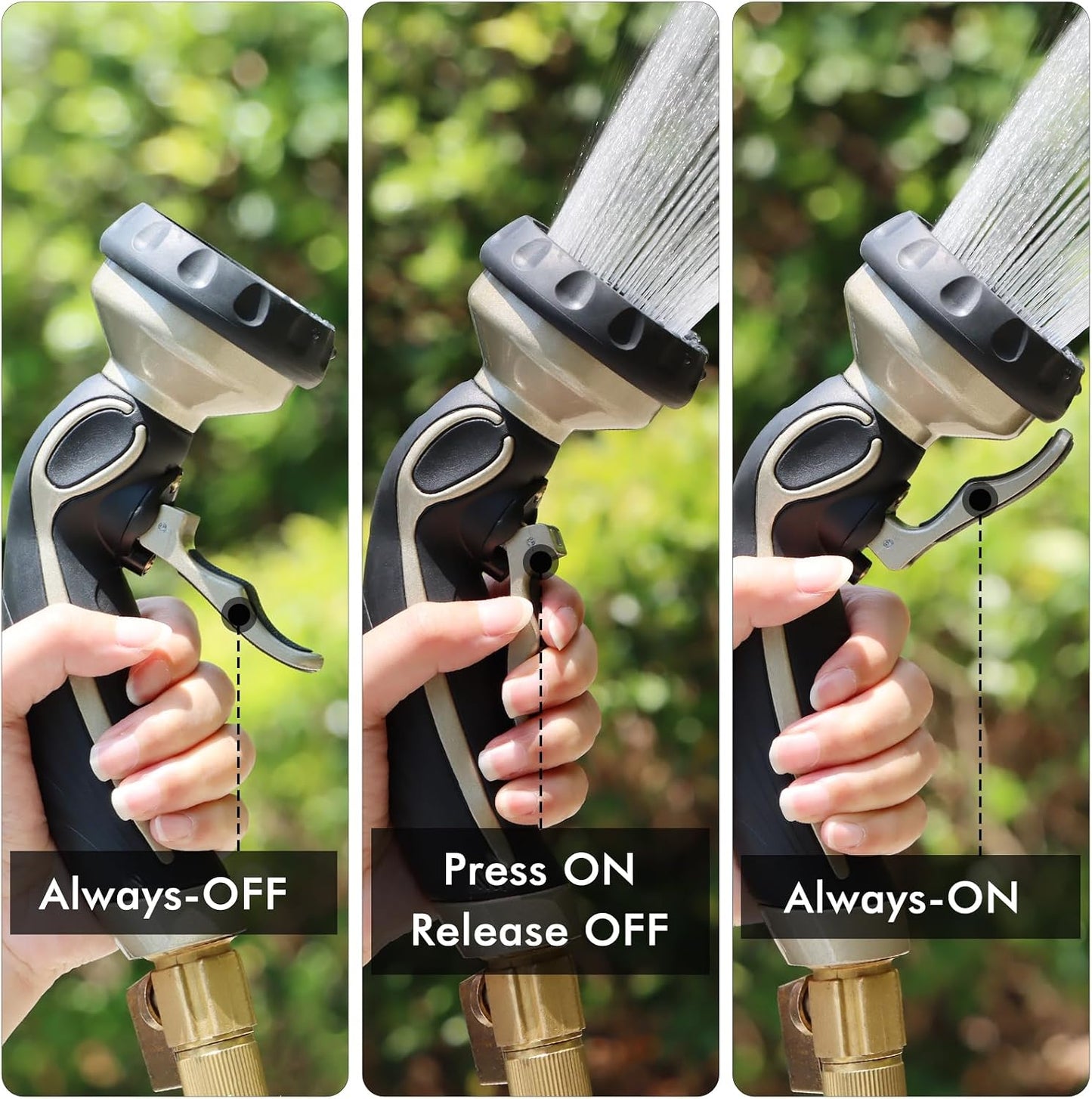 Watering Wand Heavy Duty with 10 Spray Patterns, Heavy Duty Metal Water Hose Sprayer with 9 Spray Patterns, High Pressure | On/Off Valve, Ideal for Outdoor Lawn & Garden Watering, Car & Pet Was