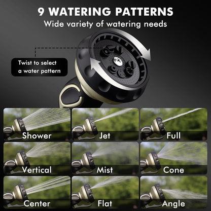 Watering Wand Heavy Duty with 10 Spray Patterns, Heavy Duty Metal Water Hose Sprayer with 9 Spray Patterns, High Pressure | On/Off Valve, Ideal for Outdoor Lawn & Garden Watering, Car & Pet Was
