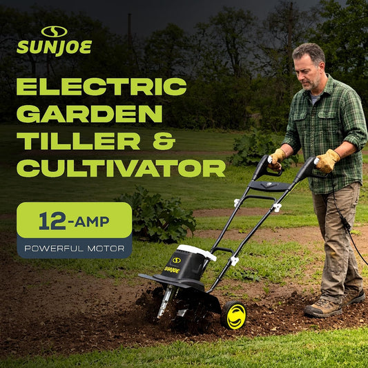 Corded Electric Garden Tiller & Cultivator with Steel Tines, TJ603E
