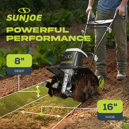 Corded Electric Garden Tiller & Cultivator with Steel Tines, TJ603E