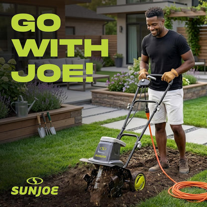 Corded Electric Garden Tiller & Cultivator with Steel Tines, TJ603E