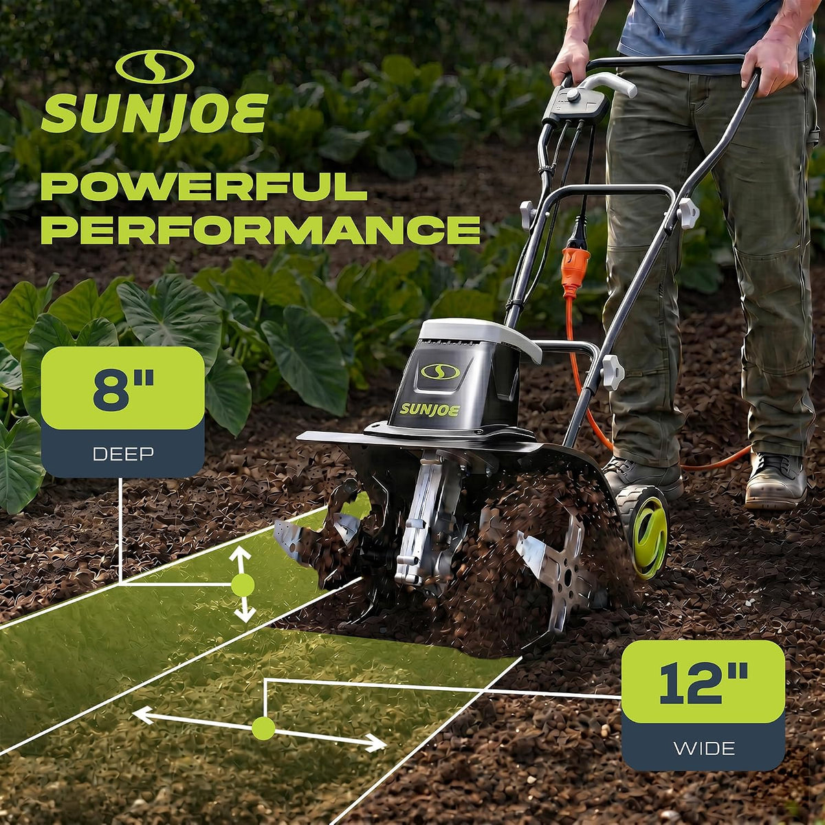 Corded Electric Garden Tiller & Cultivator with Steel Tines, TJ603E