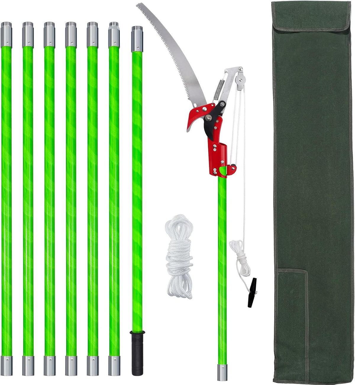 26 Feet Tree Pole Pruner Manual Branches Trimmer Pole Set Extension Cut Tree Branch Garden Tools Loppers Hand Pole Saws (10PCS)
