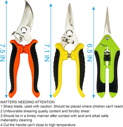 Pruning Shears, 5 Pack Garden Shears with Gardening gloves, Clippers Handheld, Stainless Steel Garden Snips, Pruners for Gardening