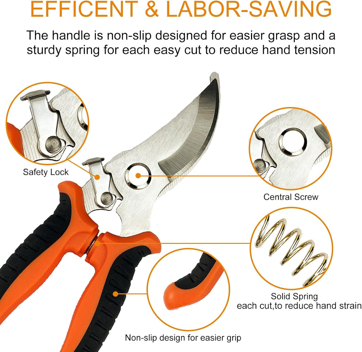 Pruning Shears, 5 Pack Garden Shears with Gardening gloves, Clippers Handheld, Stainless Steel Garden Snips, Pruners for Gardening