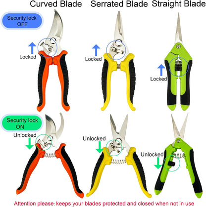 Pruning Shears, 5 Pack Garden Shears with Gardening gloves, Clippers Handheld, Stainless Steel Garden Snips, Pruners for Gardening