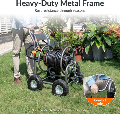 Garden Hose Reel Cart with Wheels,250FT 5/8" Hose Capacity