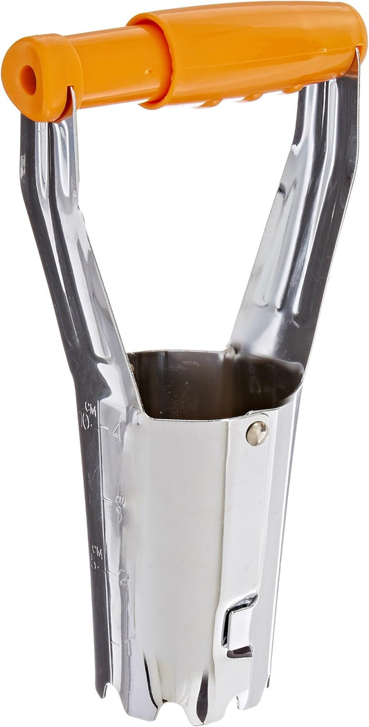 Bulb Planter, Spring-Loaded Handle for Easy Bulb Planting, Depth Gradation Marks for Accurate Planting in Tough Soil, Rust-Resistant Steel Garden Tool, 2.25" Diameter Hand Tool