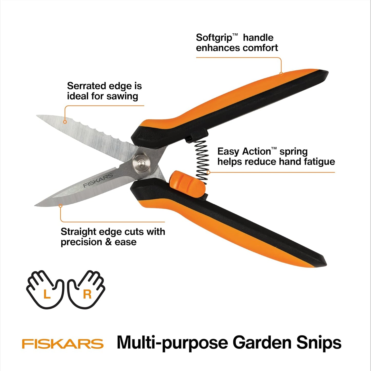 8" SoftGrip Pruning Shears, Multipurpose Garden Snips with Sheath