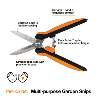 8" SoftGrip Pruning Shears, Multipurpose Garden Snips with Sheath