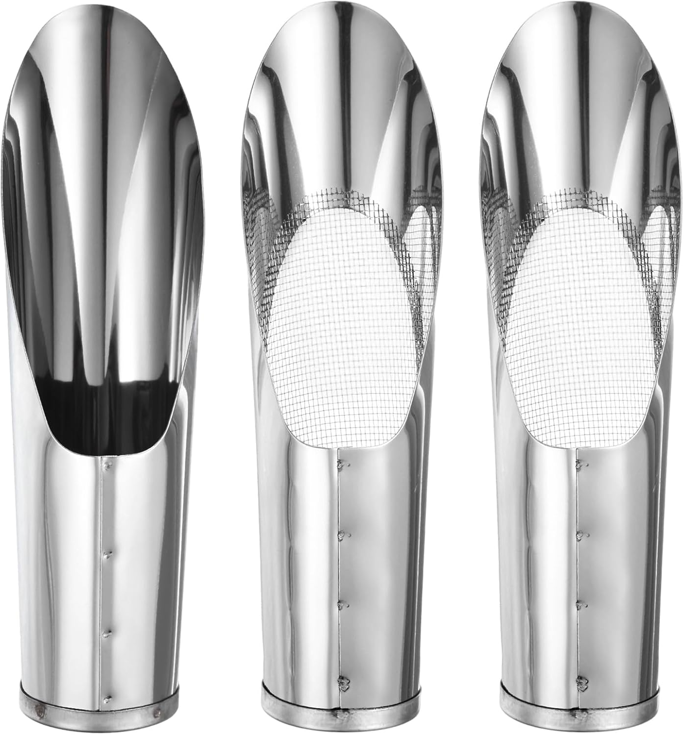 1-Set Bonsai Soil Scoops, 2.4inch/6cm Stainless Steel Garden Soil Scoop Bucket Shovels and Soil Sifter for Transplanting/Flower Planting, Small Gardening Tool [Silver Tone]