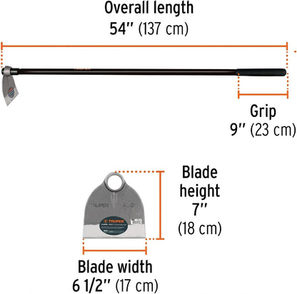 Lane No. 0 Field Hoe, 1.6 lb Forged Steel Head, 54-Inch Wood Handle, Heavy-Duty Agricultural and Landscaping Hoe (Model 10612)