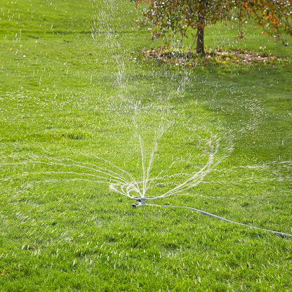 Heavy Duty 692 Sq Ft Spinning Sprinkler with Wheeled Base, Metal Whirling Sprinkler Head for 360 Degree Coverage in Flower Beds and Vegetable Gardens