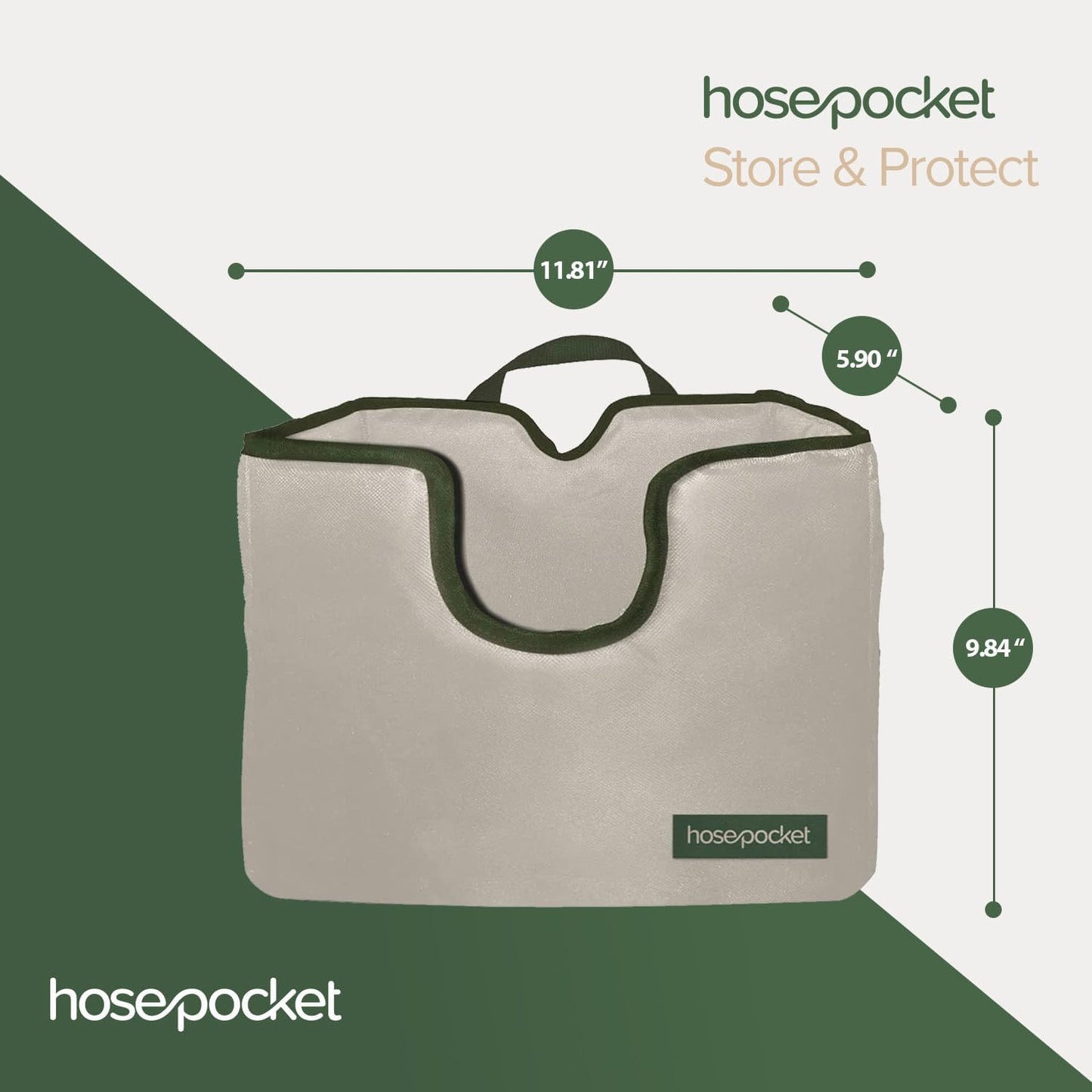 Expandable Garden Hose Holder by Hose Pocket – Store Your Expandable Garden Hose Neatly and Simply – Size Small Designed for 25-50 ft. Hose (Small)