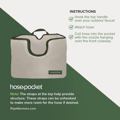 Expandable Garden Hose Holder by Hose Pocket – Store Your Expandable Garden Hose Neatly and Simply – Size Small Designed for 25-50 ft. Hose (Small)