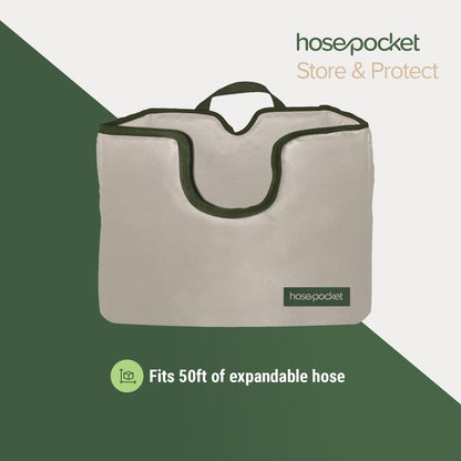 Expandable Garden Hose Holder by Hose Pocket – Store Your Expandable Garden Hose Neatly and Simply – Size Small Designed for 25-50 ft. Hose (Small)