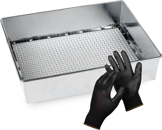 Soil Sifter, 1/4-inch Compact Galvanized Garden Sieve with Gloves