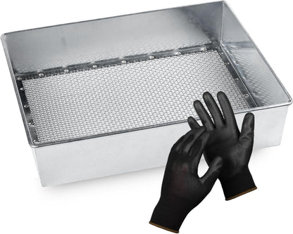 Soil Sifter, 1/4-inch Compact Galvanized Garden Sieve with Gloves