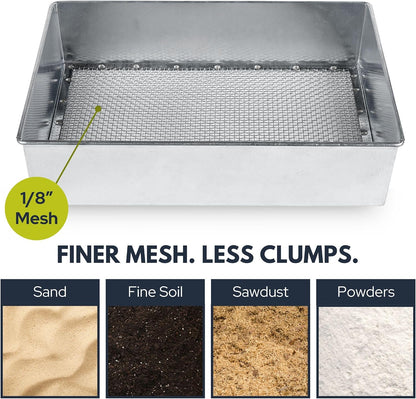 Soil Sifter, 1/4-inch Compact Galvanized Garden Sieve with Gloves