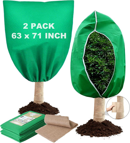 Plant Covers for Freeze Protection, 2 Pack 63" x 71" Drawstring