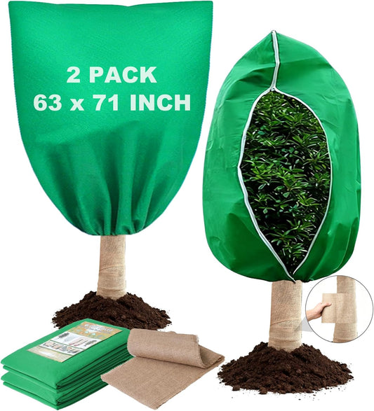 Plant Covers for Freeze Protection, 2 Pack 63" x 71" Drawstring