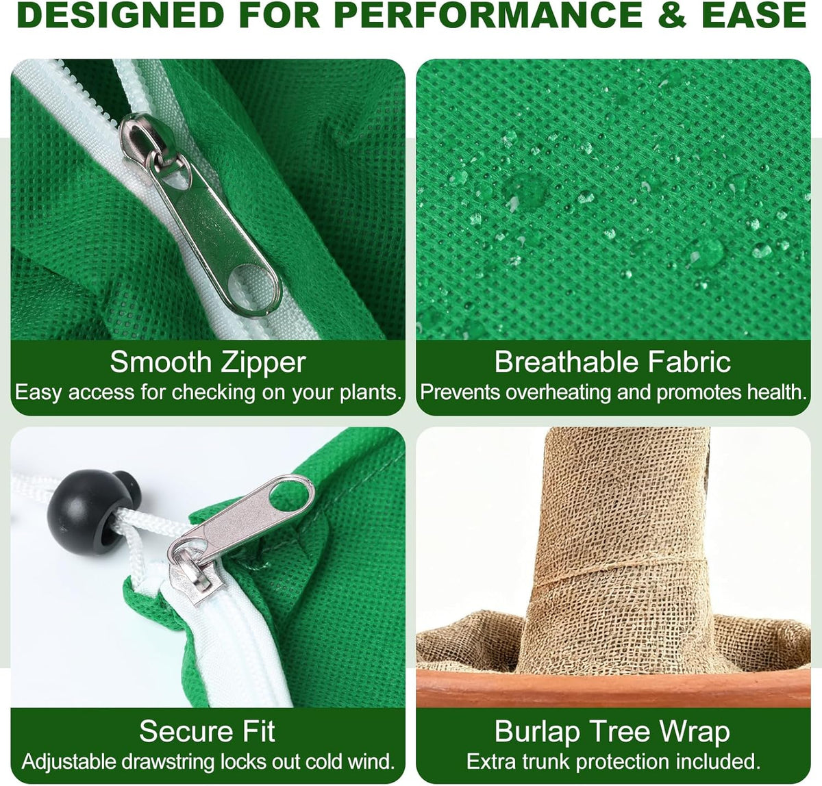 Plant Covers for Freeze Protection, 2 Pack 63" x 71" Drawstring