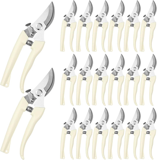 20 Garden Flower Shears Pruning Scissors Heavy Duty Plant Scissors Trimming Garden Clippers Hand Tree Pruner for Yard Gardening Plants Hedge Flower Tree Cutting Secateurs (Beige)