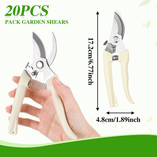 20 Garden Flower Shears Pruning Scissors Heavy Duty Plant Scissors Trimming Garden Clippers Hand Tree Pruner for Yard Gardening Plants Hedge Flower Tree Cutting Secateurs (Beige)