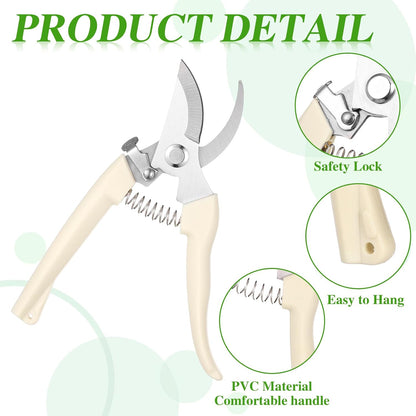 20 Garden Flower Shears Pruning Scissors Heavy Duty Plant Scissors Trimming Garden Clippers Hand Tree Pruner for Yard Gardening Plants Hedge Flower Tree Cutting Secateurs (Beige)