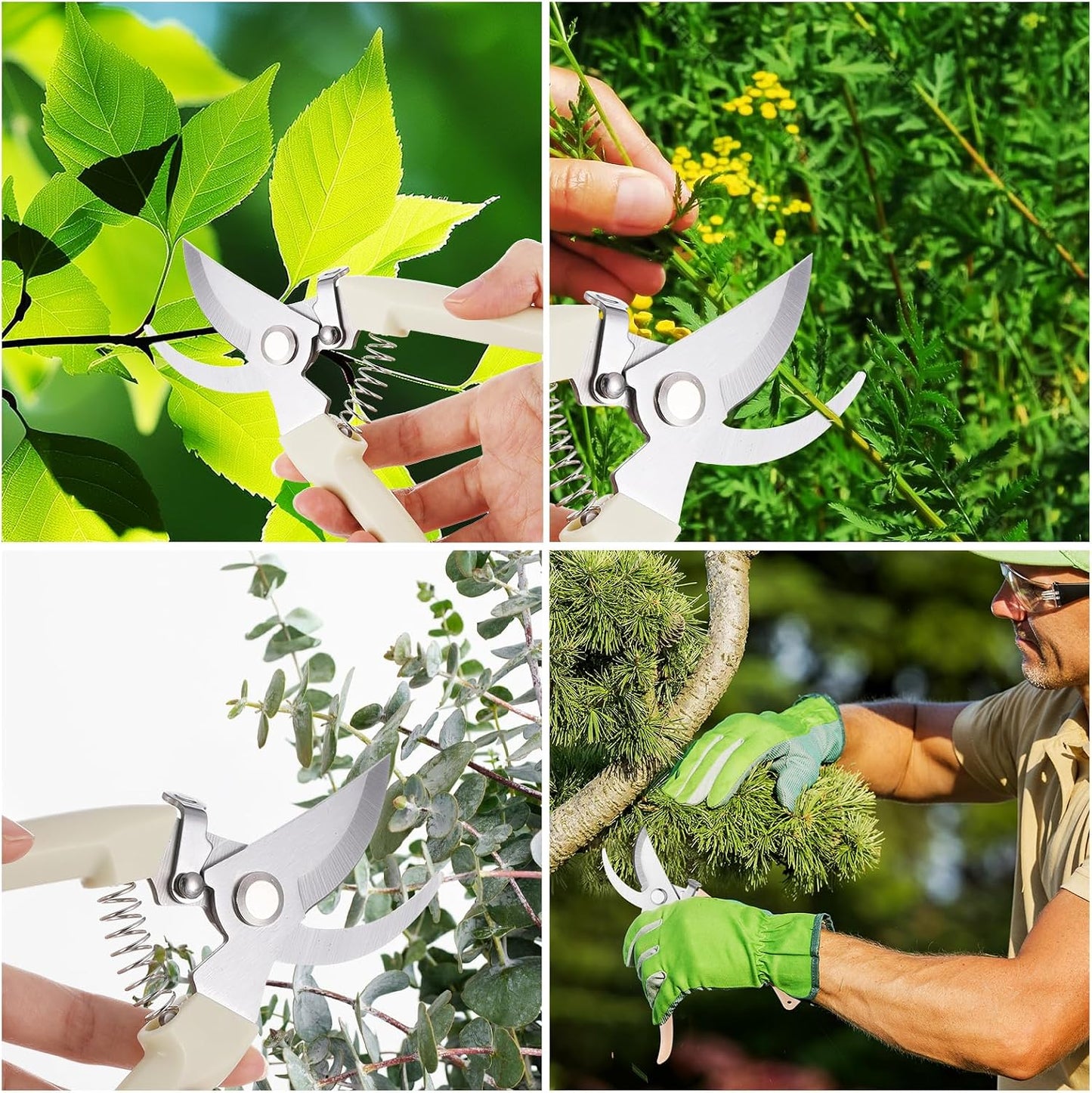 20 Garden Flower Shears Pruning Scissors Heavy Duty Plant Scissors Trimming Garden Clippers Hand Tree Pruner for Yard Gardening Plants Hedge Flower Tree Cutting Secateurs (Beige)