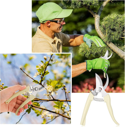 20 Garden Flower Shears Pruning Scissors Heavy Duty Plant Scissors Trimming Garden Clippers Hand Tree Pruner for Yard Gardening Plants Hedge Flower Tree Cutting Secateurs (Beige)