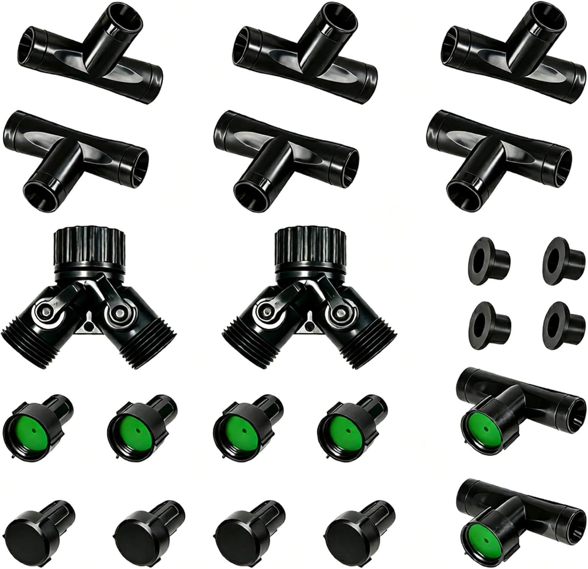 1/2" Soaker Hose Fittings Kit, 21 Pcs Garden Irrigation Connectors with Repair Connectors (Male & Female),Tees,Elbows,couplings,End Caps,Two-Way Valve Connectors, Drip System Parts for Garden Lawn