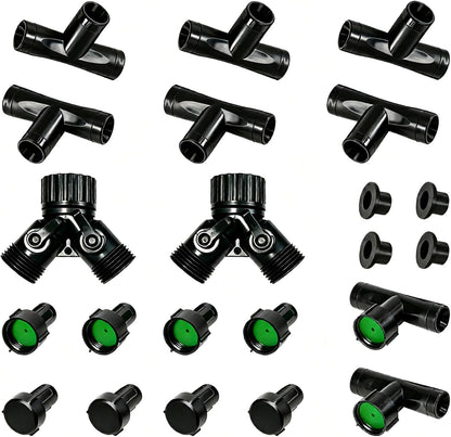 1/2" Soaker Hose Fittings Kit, 21 Pcs Garden Irrigation Connectors with Repair Connectors (Male & Female),Tees,Elbows,couplings,End Caps,Two-Way Valve Connectors, Drip System Parts for Garden Lawn