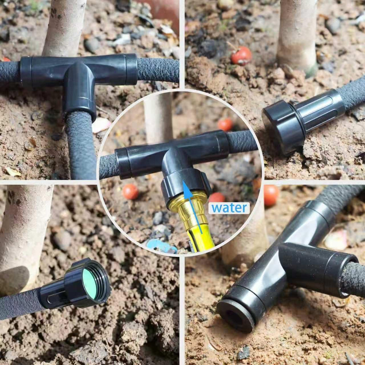 1/2" Soaker Hose Fittings Kit, 21 Pcs Garden Irrigation Connectors with Repair Connectors (Male & Female),Tees,Elbows,couplings,End Caps,Two-Way Valve Connectors, Drip System Parts for Garden Lawn