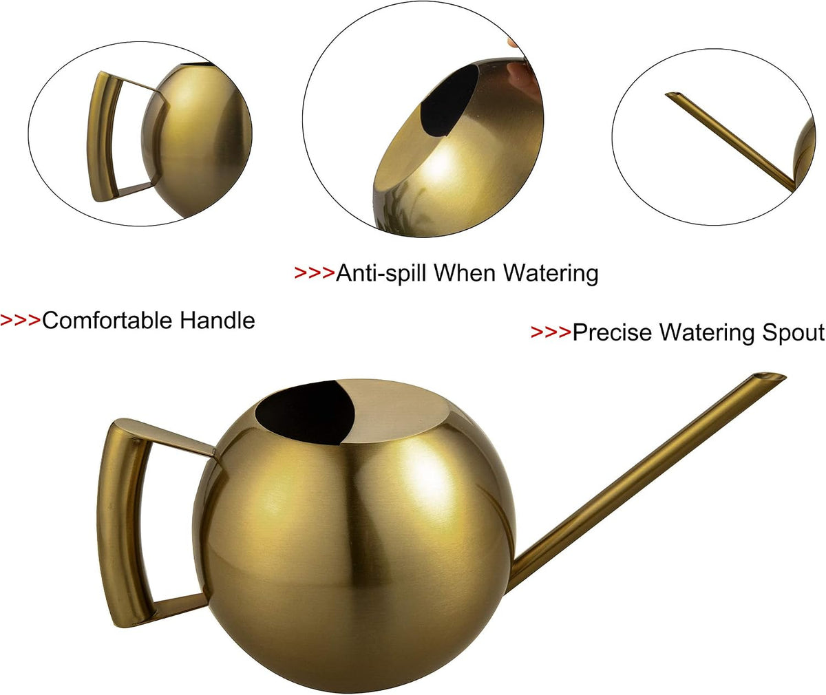 Watering Can for Indoor Plants 45oz/1.3L Stainless Steel Small Indoor Watering Can House Plants