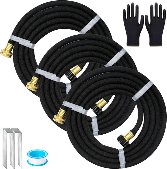 1/2"Soaker Hose KIT, 10ft 3Pack Garden Drip Hoses Brass Couplings