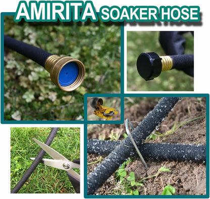 1/2"Soaker Hose KIT, 10ft 3Pack Garden Drip Hoses Brass Couplings