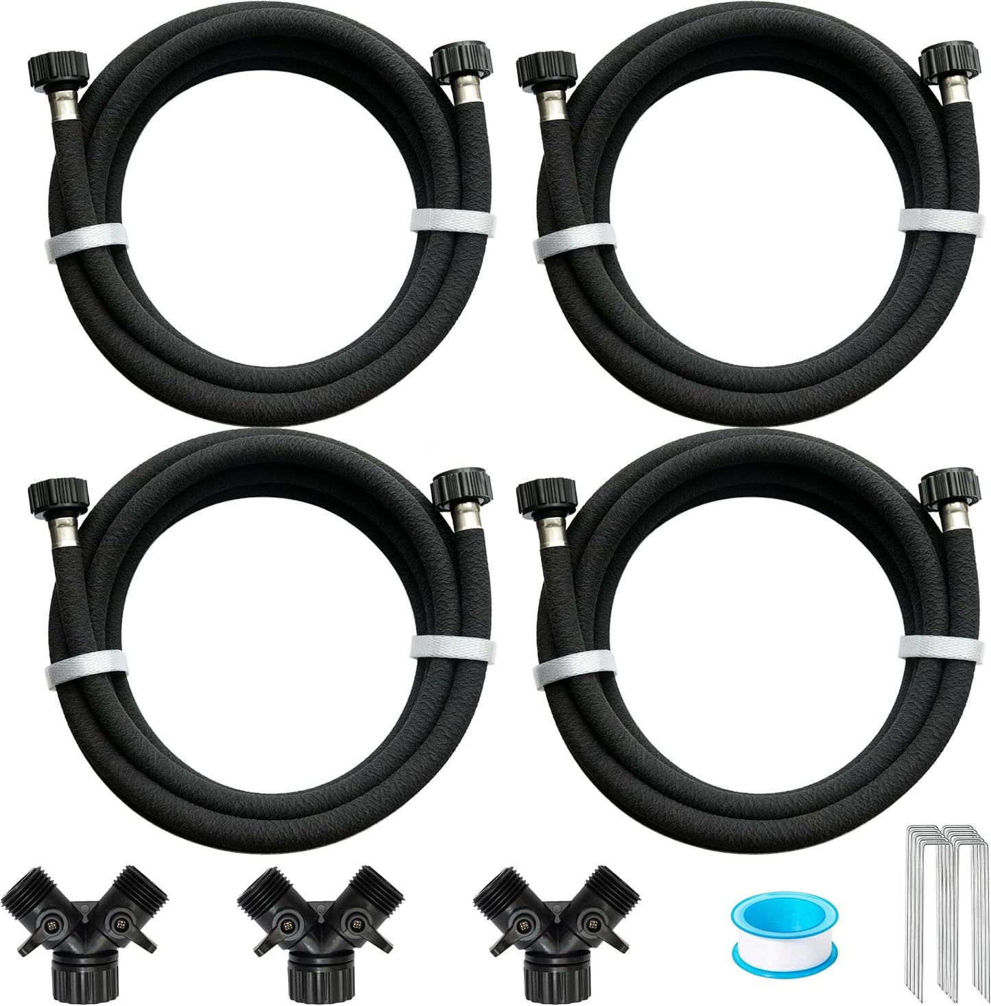 1/2"Soaker Hose KIT, 10ft 3Pack Garden Drip Hoses Brass Couplings
