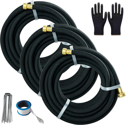 1/2"Soaker Hose KIT, 10ft 3Pack Garden Drip Hoses Brass Couplings