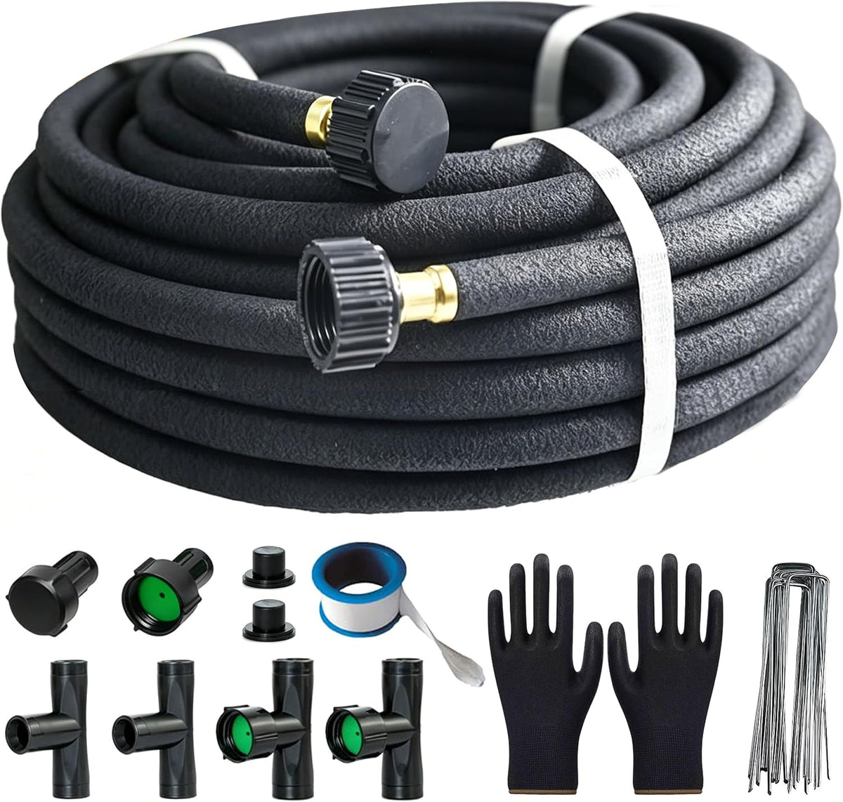 1/2"Soaker Hose KIT, 10ft 3Pack Garden Drip Hoses Brass Couplings