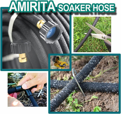 1/2"Soaker Hose KIT, 10ft 3Pack Garden Drip Hoses Brass Couplings