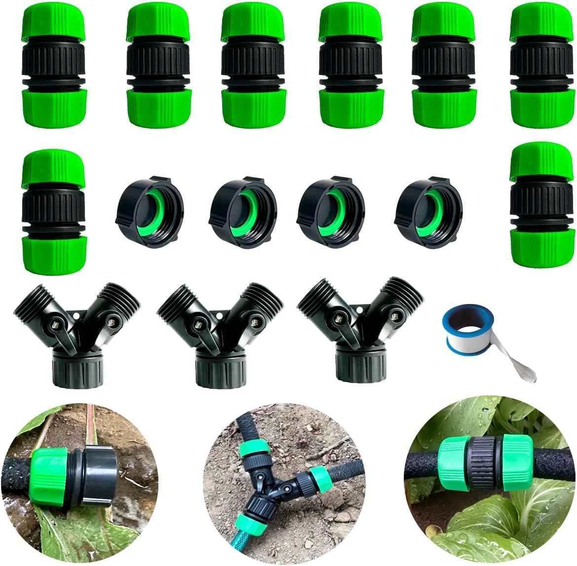 1/2"Soaker Hose KIT, 10ft 3Pack Garden Drip Hoses Brass Couplings