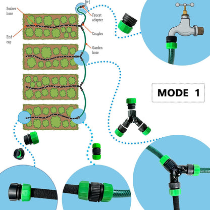 1/2"Soaker Hose KIT, 10ft 3Pack Garden Drip Hoses Brass Couplings