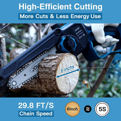 Electric Pole Saws for Tree Trimming, 6 Inch Mini Chainsaw Cordless 2-in-1 Pole Saw Battery Powered Tree Trimmer, Hand Held Chainsaw Long Bar Tree Branch Cutter, Wood Cutting Tools with 2 Batteries